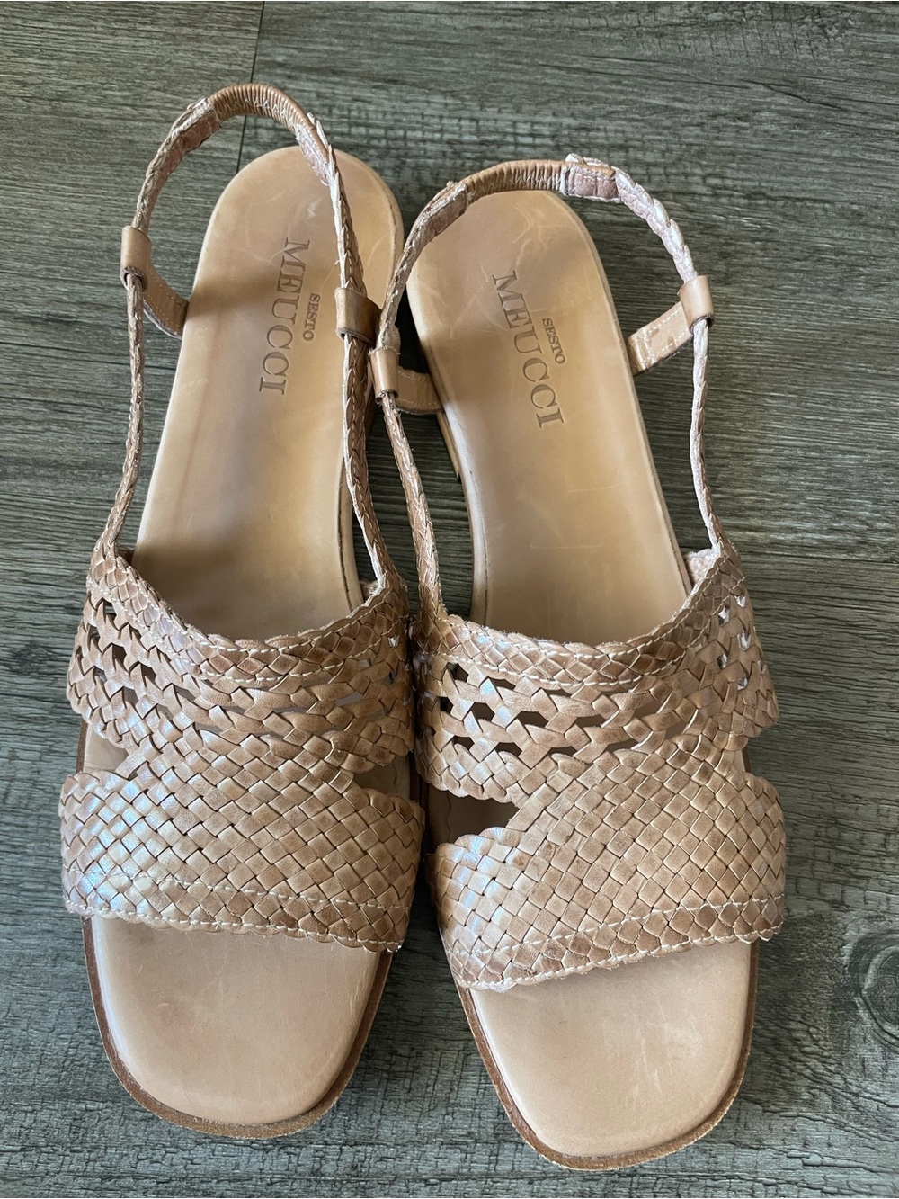 Sesto Meucci Woven Slingback Sandals in Light Tan - Picture 2 of 3